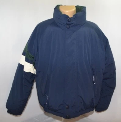 Chaqueta Abrigo Náutica Reversible Años 90 De Colección L Abombada Bloque de Color Deletrear Foto 1 de 4