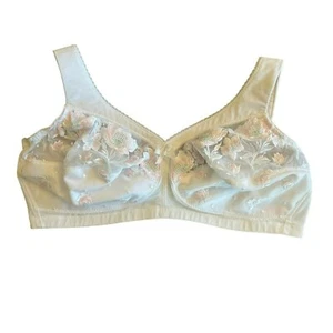 Glamorise Magic Lift Damen BH Größe 42DD ohne Bügel bestickt weiß geblümt - Bild 1 von 6