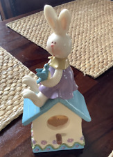 Bunny rabbit Birdhouse 2004 Polyresin figurine , great for Easter