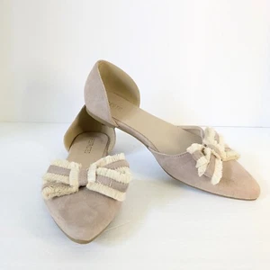 Ballerine slip on in ecopelle scamosciata tortora con restrizioni taglia 8,5 fiocco a punta boho cottagecore - Foto 1 di 13