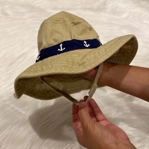 Carter’s Baby Summer Sun Anchor Print Khaki Outdoor Hat, Size 0-9 mos. - Picture 1 of 10