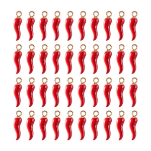 100pcs Hot Pepper Alloy Enamel Pendants Red Chili Charms Jewelry Accessory - Picture 1 of 7