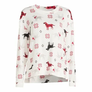 SECRET TREASURES WOMENS IVORY DOGS AND SNOWFLAKES HACCI SUPER SOFT SHIRT TOP NWT - Picture 1 of 5