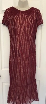 JS Collections Embroidered Dress Ribbon Lace Body con Mid Length Size 4 - Image 1 of 4