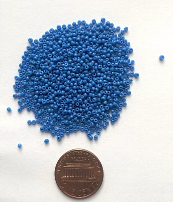 Antique Micro Seed Beads-Medium Opaque Turquoise Blue- 3.9 gram bags-13/0-14/0 - Image 1 of 4