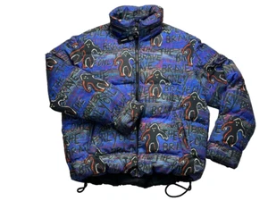 DIESEL Only The Brave Blue Printed Puffer Designer Jacket Size M - Picture 1 of 22