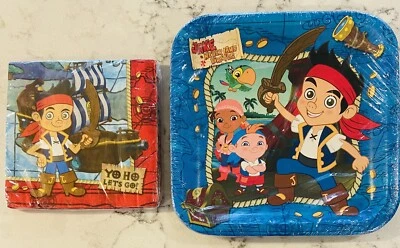 JAKE NEVER LAND PIRATES 8 (9 1/4 X 9 1/4) PLATOS DE CENA Y 16 SERVILLETAS ENVÍO GRATIS Foto 1 de 4