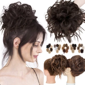 Rizado Messy Bun pieza de pelo Scrunchy cola de caballo goma de pelo Dutt extensión de pelo - Imagen 1 de 54