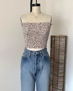 Brandy Melville Cream Purple/orange Floral Smocked Tube Top NWT SZ S - Picture 1 of 2