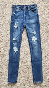 Abercrombie & Fitch Simone Super High Rise Skinny Destroyed Jeans Sz 26 2R - Picture 1 of 8