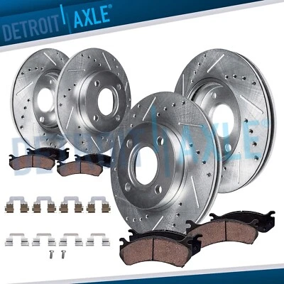 8pc Front Rear Drilled Brake Rotors and Brake Pads Kit for 2009-2015 Mini Cooper - Image 1 of 4