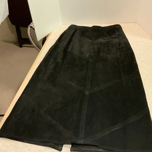 Double D Ranch Vintage Maxirock schwarz Leder Wildleder Patchwork Damen XL  - Bild 1 von 11