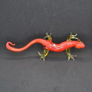 Orange glass lizard sculpture - Glass lizard garden statue - Glass lizard gifts