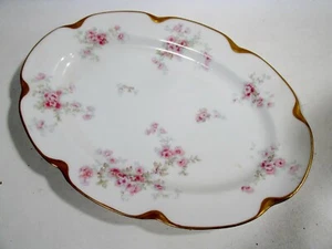 Old Haviland & Co Limoges France Pink Gray Flowers 11.75” Platter - Picture 1 of 4