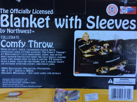 Missouri tigers Collegiate Comfy Throw Blanket with Sleeves NEW Cover