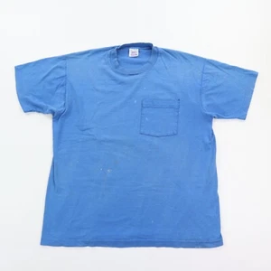 Vintage 90s BVD Selvedge Pocket T-Shirt Herren XL Slim Blue Fade Distress Workwear - Bild 1 von 11