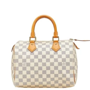 Auth Louis Vuitton Damier Azur Speedy 25 Boston Bag Hand Bag N41534 from Japan - Picture 1 of 8