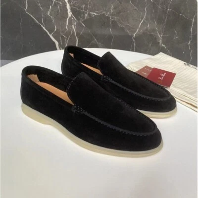 Men's Summer Loafers Leather Casual Flat Shoes Driving Slip On Shoes Large Size - Image 1 of 4
