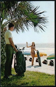 MYRTLE BEACH SC Golf & Bathing Beauty Girl Vtg Postcard - Picture 1 of 1