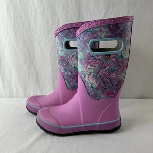 BOGS Kids Classic Waterproof Rain Boot Size 2 Marble Pink Rubber Pull On Cute! - Picture 1 of 10
