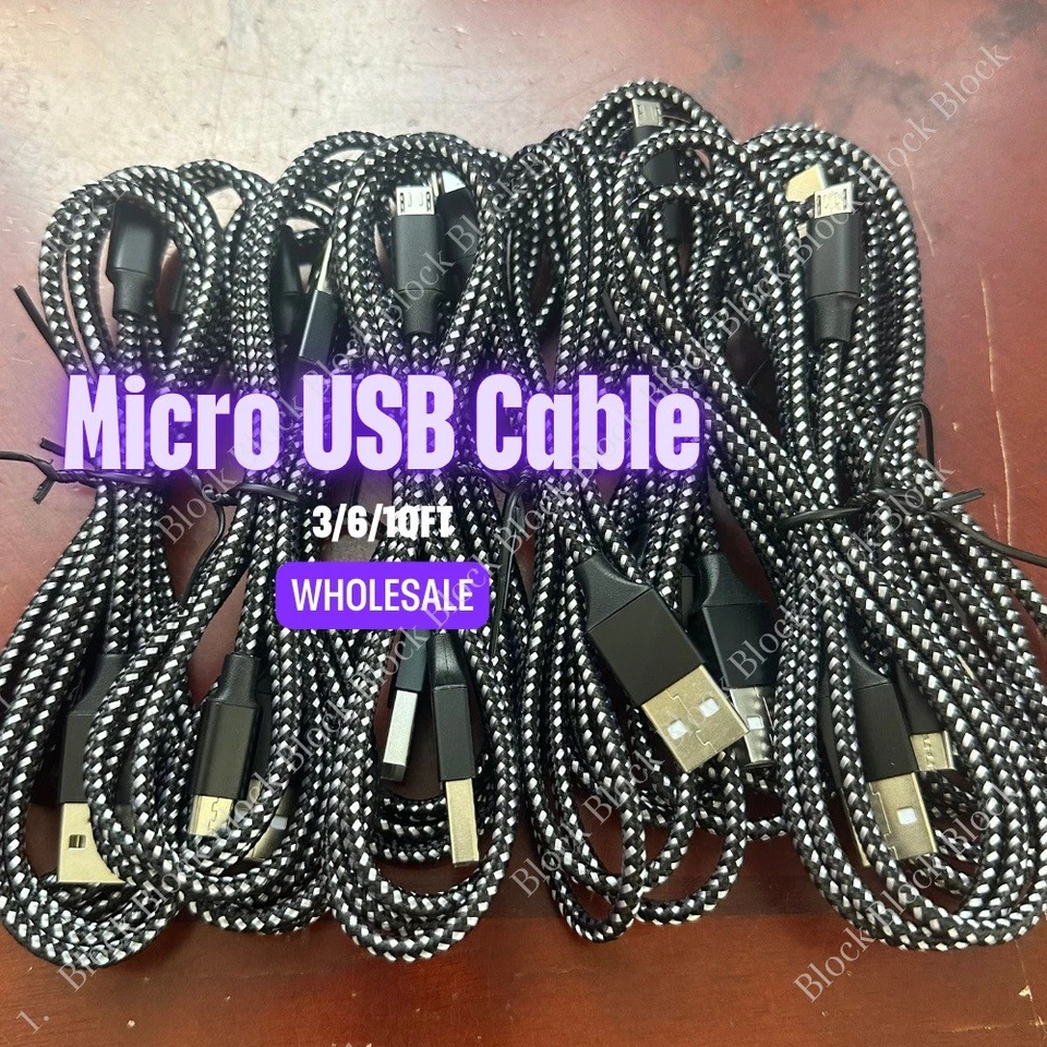 Lote de cables de datos de carga rápida micro USB de alta resistencia para Samsung Android HTC LG Foto 1 de 4
