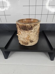 Vintage Birch Bark Planter With Glass Liner In Really Good Condition - Picture 1 of 10