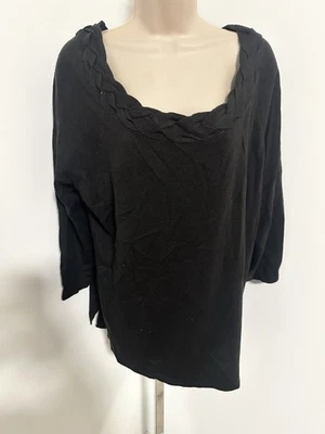 East 5th Mujer Negro Tejido 1X Jersey Suéter Trenzado Escote Fino Foto 1 de 4