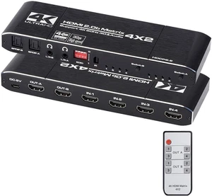 HDMI Matrix 4X2 4K @ 60Hz HDR Switch Splitter 4 in 2 Uscite YUV 4:4:4 Ottico SPD - Foto 1 di 12