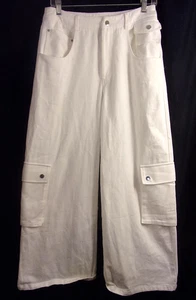 Shein Women's Bellbottom Pants White Cotton Small Super Cool VGC - Picture 1 of 4