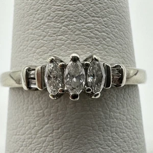 White Solid Gold .35tcw Diamond Cluster Ring Anniversary Band - Picture 1 of 12