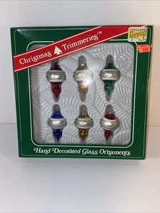 6 Bradford Christmas Glass Mini Ornaments Hand Decorated Trimmeries - Picture 1 of 4
