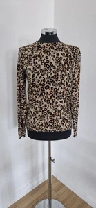 Whistles leopard print jumper size 10 round neck thin knit cotton long sleeve  - Picture 1 of 7