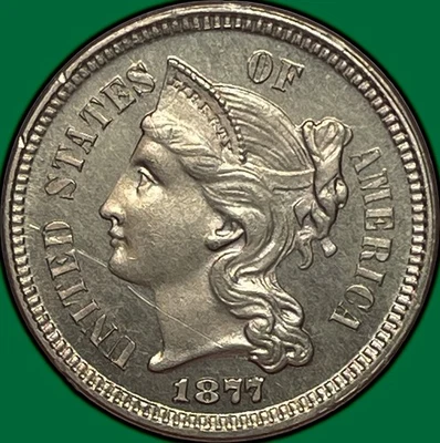 1877 Three Cent Nickel Proof PF Coin, Faint Scratch #29835 - Image 1 of 4