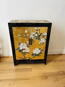 36" Gold Leaf Shoe Cabinet - Birds and Flowers - Picture 1 of 9