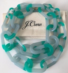 Collana a maglie ovali J Crew pacific turchese colorblock nuova con etichette con borsa J Crew! - Foto 1 di 6