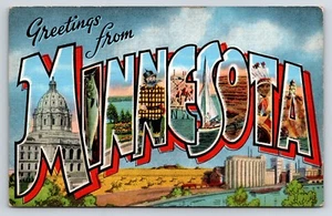 Postcard Large Letter Greetings From Minnesota Multi View - Picture 1 of 2