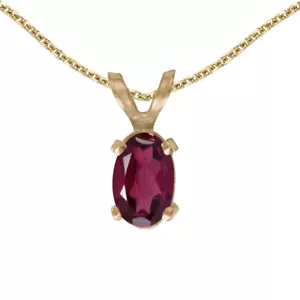 14k Yellow Gold Oval Rhodolite Garnet Pendant with 18" Chain - Picture 1 of 3