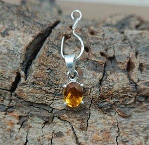 925 Plata de Ley Natural Citrino Piedras Preciosas Mujer Colgante Joyería P-98 - Imagen 1 de 8