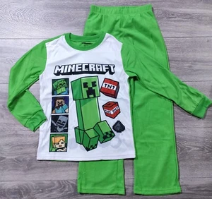 Minecraft Pajamas Boys Medium 8 Fleece 2-Piece Long Sleeve Shirt Pants TNT - Picture 1 of 7