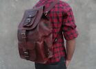Men Handmade Real Leather Vintage Laptop Backpack Rucksack Messenger Bag Satchel