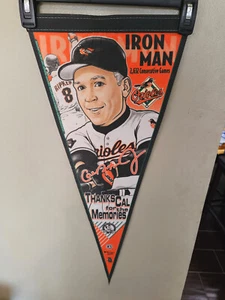 BALTIMORE ORIOLES CAL RIPKEN JR IRON MAN BASEBALL FELT PENNANT 12X30 MLB 4/21/24 - Picture 1 of 2