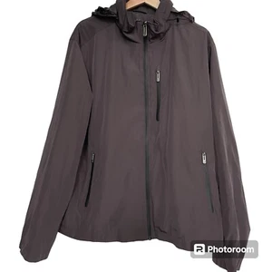 Tech By Tumi Jacket Mens Size XL Gray Zip Up Hide Away Hood Travel Lightweight - Picture 1 of 7