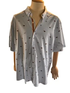 Club Room Blue with Dogs Button Down Collar Short Sleeve Shirt Size 3XL - Picture 1 of 9