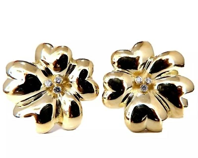 .30ct Round Diamond Circular Stacking Heart Flower Clip Earrings 18kt** - Image 1 of 4