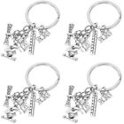  Set of 4 Alloy Graduation Keychain Stainless Steel Ring Party Bag Fillers