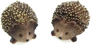 Mini Hedgehog Figurine 2PCS Lively Resin Statues Animals Figurines Pet Sculpture - Picture 1 of 5