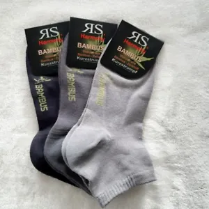 3 Pairs Men Bamboo Sneaker Socks Short Gray Tones Oversize 47 to 50 - Picture 1 of 2