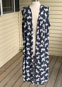 LuLaRoe Joy Sleeveless Sweater Duster Kimono Dog L Scottie Terrier Dogs Long - Picture 1 of 7
