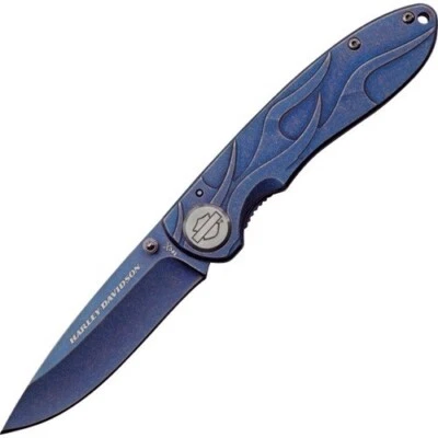 Case Tec X Harley-Davidson Framelock Knife 4.5" Blue Stonewash Handle - Image 1 of 2