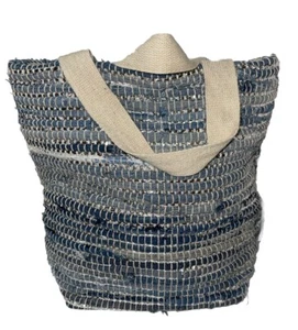 Bolso de Mano Denim Rag Azul Plata Doble Correas - Imagen 1 de 7